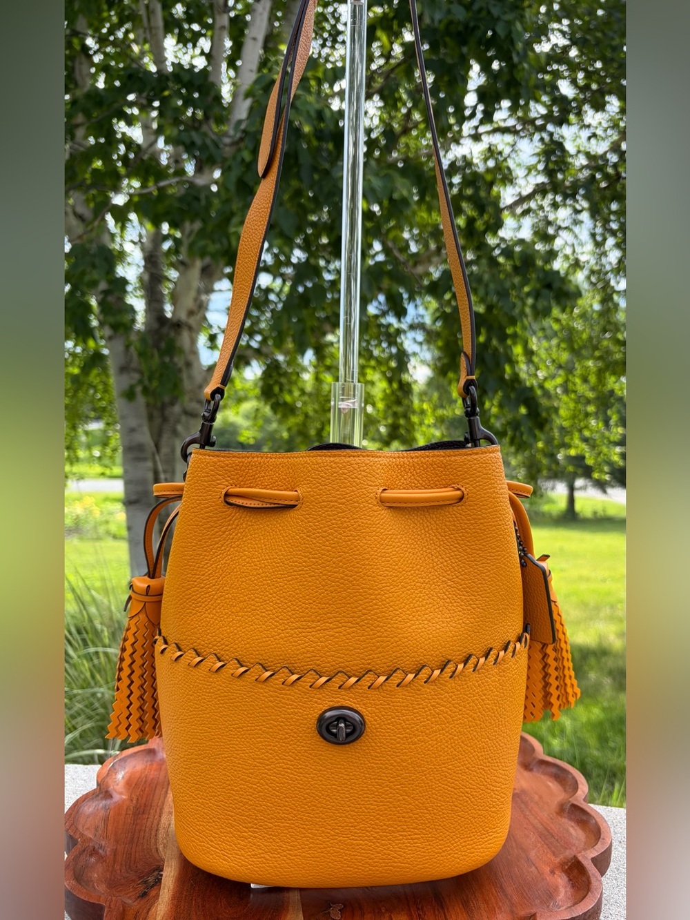 Coach Lora Whipstitch Bucket Bag Pebble Leather Like New - Picture 3 of 17